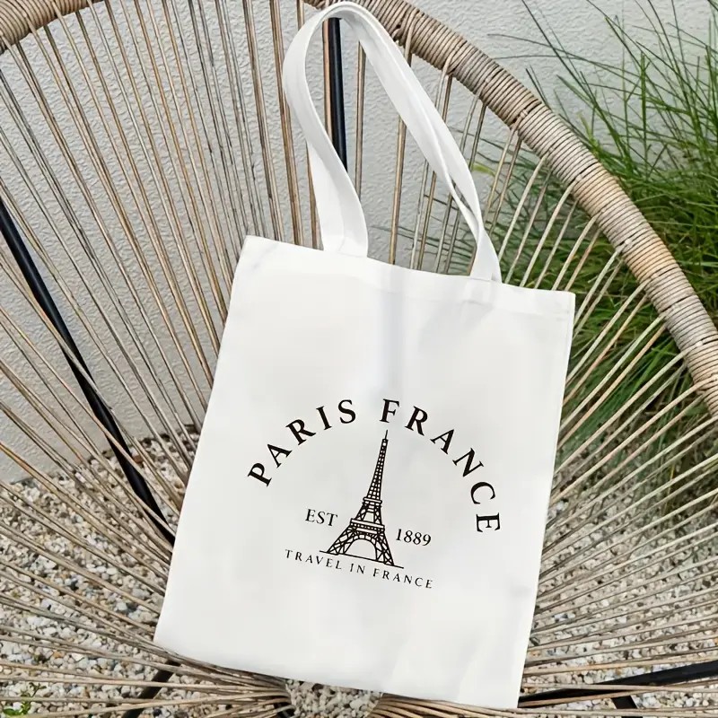 Canvas Tote Designer - Paris Travel Tote Bag for Women
