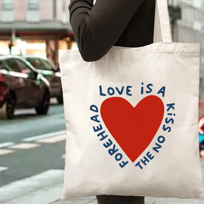 Canvas Tote Designer - 1pc, Love Is A Kiss on