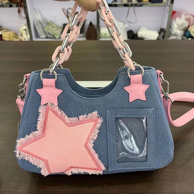 Luxury Bags Denim - Denim Women Underarm Shopper Totes Large