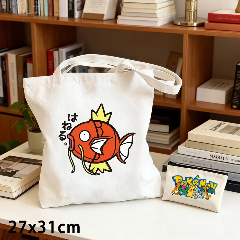 2PCS Pokemoned Canvas Bag and  - огляд і ціна Shoulder Bag Slouchy