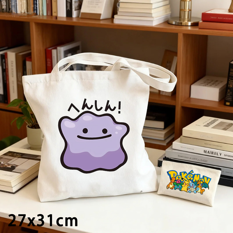 2PCS Pokemoned Canvas Bag and  - огляд і ціна Shoulder Bag Slouchy